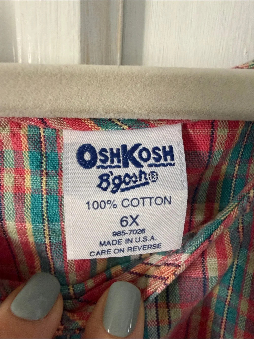 Vintage OshKosh B'gosh 100% Cotton Plaid Skirtall Overall Skirt